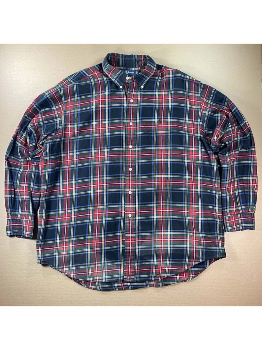 Vintage 90s Polo Ralph Lauren Tartan Plaid Long Sleeve Button-Up Shirt Men's XL